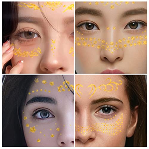 קעקועים עם פנים זהב טופ -קני לנשים בנות ילדים מבריקים פלאש נצנצים עיניים ליל כל הקדושים מדבקות