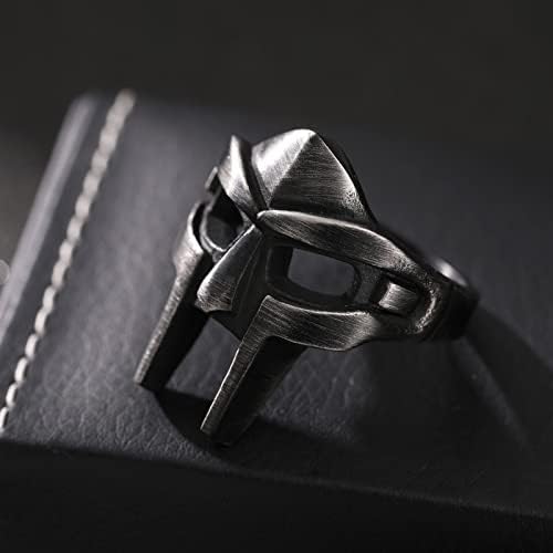 אבדון מסכת טבעת לגברים גלדיאטור סגנון שחור טיטניום נירוסטה טבעת