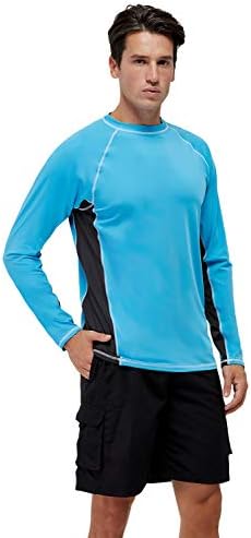 חולצות שחייה של שרוול ארוך לגברים Rashguard upf 50+ UV חולצת הגנה על שמש אימון אתלטי אימון טיול חולצת