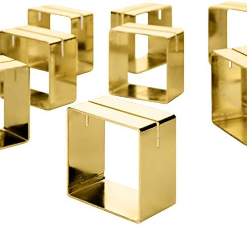 סיטונאות Koyal 12 חלקים מתכת זהב מפית מודרנית מפית טבעת מקום מחזיק כרטיסים, 12 כרטיסי מקום נייר כסף כלולים