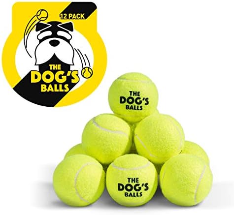 כדורי הכלב, כדורי טניס כלבים, צעצוע של כלבים צהובים עם 12 חבילות, כדור כלב חזק וכדור גורים לאימונים,