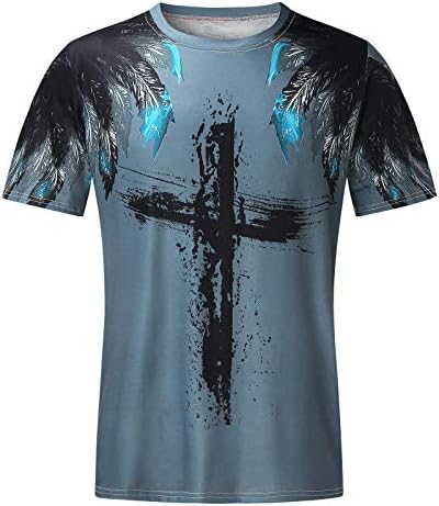 גברים של חידוש חולצה קצר שרוול ישו צלב אמונה מזדמן ספורט טי חולצה הנוצרי צלב גרפי דפוס חולצה חולצות