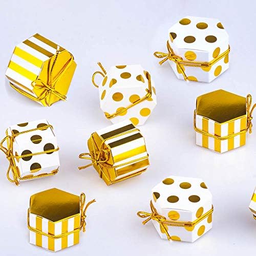 זהב ולבן לטובת קופסות לטפל קופסות מסיבת סוכריות קופסות עם תגים וחבל-2 איקס 2 איקס 1 -50 יחידות