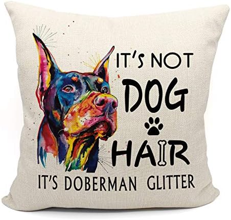 זה לא שיער כלב זה דוברמן נצנצים לזרוק כרית, מתנות חובבי כלבים, מתנות חובבי דוברמן, מתנות של דוברמן אמא,