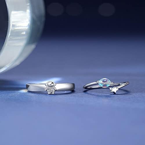 אסטרונאוט זוג טבעת אופנה יצירתי ספייסמן טבעת אישיות פתוח טבעת מתנה