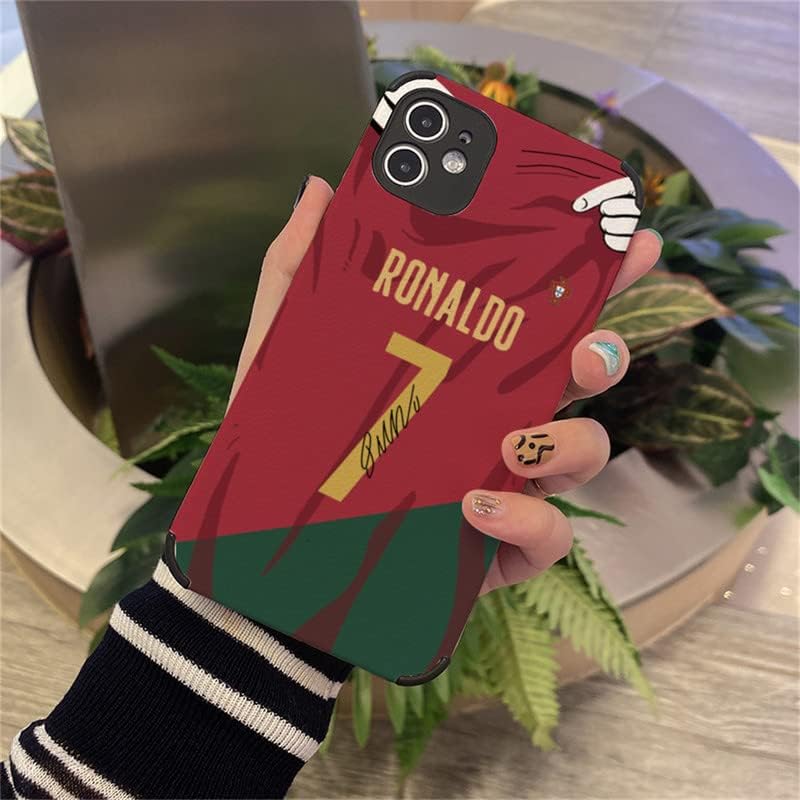 מגניב רונאלדו כדורגל טלפון מארז לאייפון 13 מארז, ספיגת זעזועים של ג'רזי יצירתי, מסגרת עור רכה