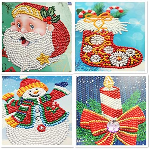 כרטיס חג המולד 5D ערכות ציור יהלומים ערכות חג המולד עץ חג המולד סנטה קלאוס מקדחה מלא