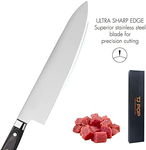 פופ ג ' יוטו שף סכין 10.6 אינץ, מקצועי יפני סושי סכין, מלא-טאנג תוכנן, פרימיום גבוהה פחמן פלדת להב