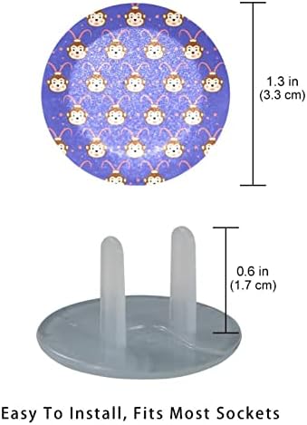 מוצא חשמל מכסה 12 חבילות, תקעי פלסטיק מכסים כובעי בטיחות של מגן שקע - קוף קוואי סגול