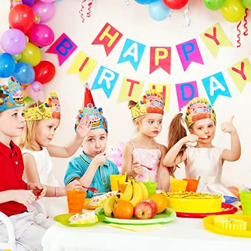 Zonon 36 חלקים כתרי יום הולדת לילדים כיתת כיתת כובעים צבעוניים מתכווננים ליום הולדת שמח ליום