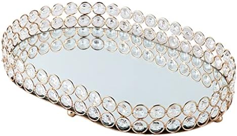 LDCHNH תכשיטים מוזהבים מגש קופסא זכוכית זכוכית קריסטל קוסמטי קוסמטי מארגן מקשטול בית מדף שולחן עבודה