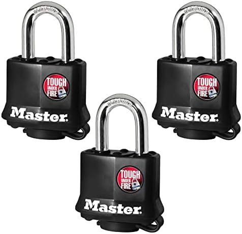Master Lock 311tri מפתח כאחד מנעול פלדה למינציה, 3 חבילות, שחור