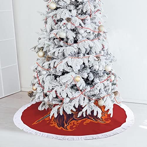 חצאית עץ חג המולד של עגום חג המולד חג המולד קישוטי ציצים של מחצלת עץ קישודים למסיבת חג 30/36/48 אינץ '