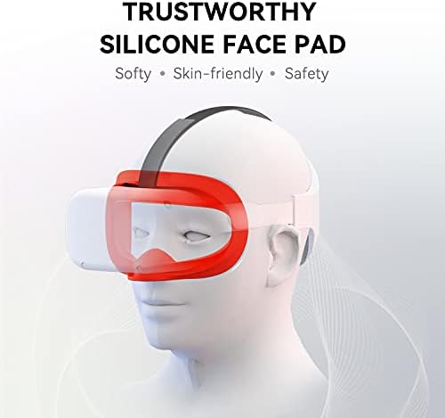 Cnbeyoung vr כיסוי פנים תואם ל- Quest 2, מסכת כרית פנים סיליקון אטומה ומכרי כרית פנים למסע 2 VR אוזניות אדום