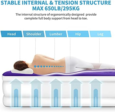 מזרן אוויר מלכת צ 'ילסון עם משאבה מובנית-מיטת האוויר המתנפחת הטובה ביותר יוקרה מיטה מתנפחת כפולה גבוהה