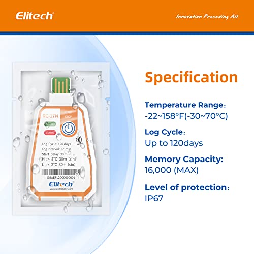 Elitech RC-17N NFC NFC חד פעמי טמפרטורת נתונים