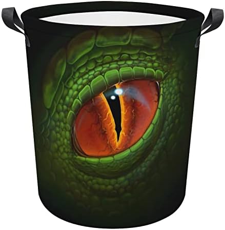 ירוק דרקון עין כביסה סל מתקפל גבוה בגדי סל עם ידיות אחסון תיק