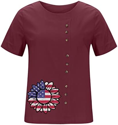 חולצות פטריוטיות לנשים ארהב דגל חולצות טקס חולצות קיץ מזדמן חולצת טי שרוול קצרה כוכבי כוכבי