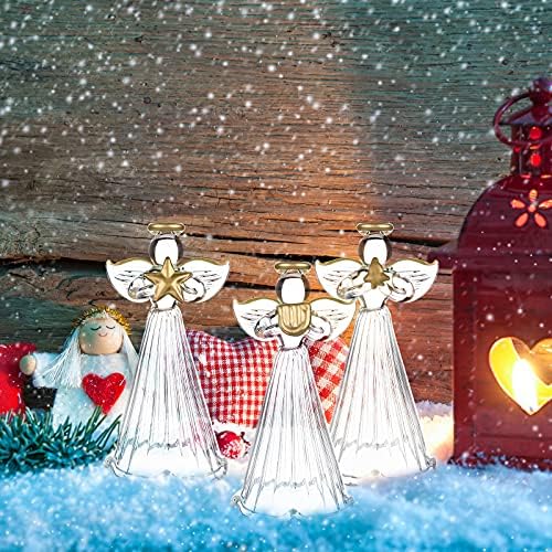 24 חתיכות זכוכית חג המולד קישוטי מלאך מלאך חג המולד מלאכי חג המולד קישוטי עץ זכוכית קישוטי מיני
