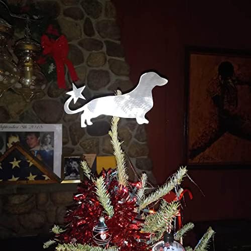 כוכב Dachshund כוכב חג המולד עץ חג המולד טופר, 10.6*5.9 אינץ '/27x15 סמ חיית מחמד עץ חג המולד