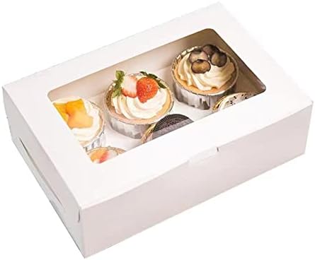 50 - סט הקאפקייקס קופסות בתפזורת עם ברור תצוגת חלון להחזיק 6 סטנדרטי עוגות, חד פעמי מזון כיתה