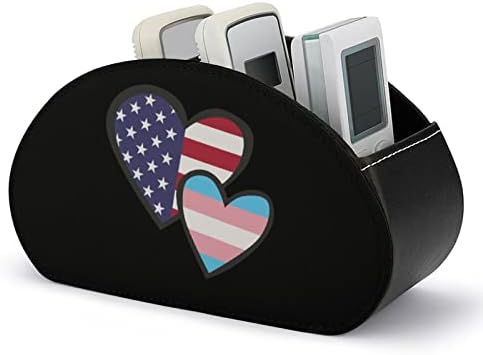 לבבות אמריקאי טרנסג ' נדר דגל שלט רחוק מחזיק / נושא כלים / תיבה / מגש עם 5 תאים עור מפוצל ארגונית