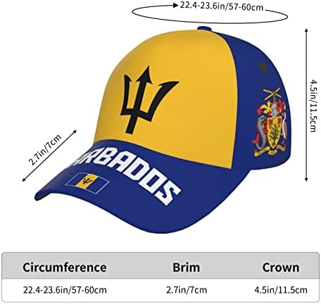 ברבדוס דגל ברבדוס בייסבול כובע 3 ד מלא הדפסת למבוגרים יוניסקס מתכוונן כובע כדורגל פטריוטית כובעים