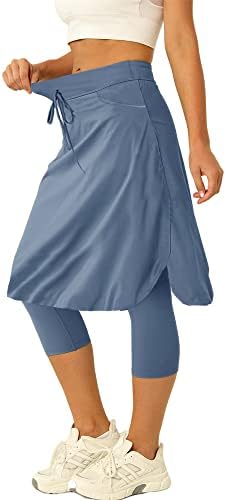 נשים 20 חצאית טניס באורך ברך עם חצאיות גולף מובנות בגלישה חצאית עם כיסים