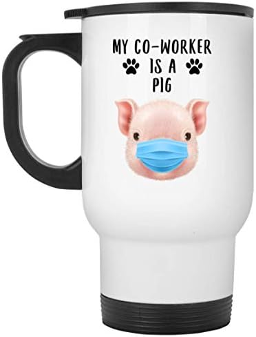 אוהב את עמיתיי ההסגר שלי הוא חזירים תינוק מצחיק אומר מתנות שנונות חג המולד 2023 ספל נסיעות כסף 14 עוז