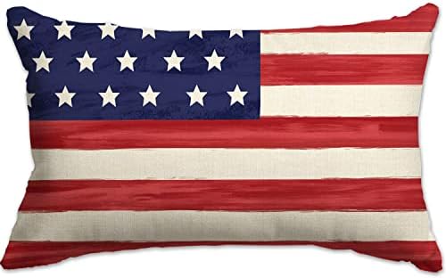 Jxzzygmd 4 ביולי מכסה כרית כרית 12x20 כוכבי צבע אמריקאים דגל אמריקאי