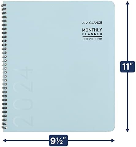 AT-A-Glance 2024 מתכנן חודשי, 9 x 11, לייט גדול, עכשווי, כחול שמיים