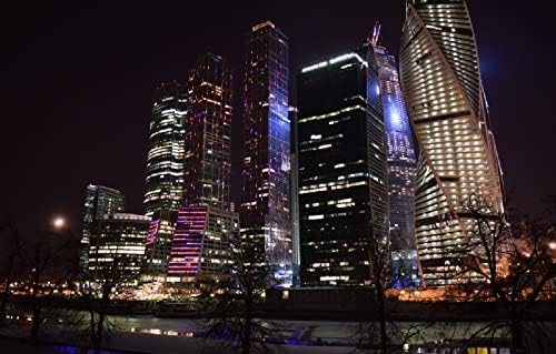 חידות חג המולד של Lhjoysp למבוגרים 1000 חתיכות סיטי אורות אורות נהרות גורדי שחקים רוסים בירת מוסקבה