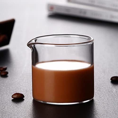 Luxshiny 4 יחידות קרמים חלב זכוכית, קנק קפה קפה חלב מיני רוטב קנקן קטן ומגשים כד לסירופ חלב קפה