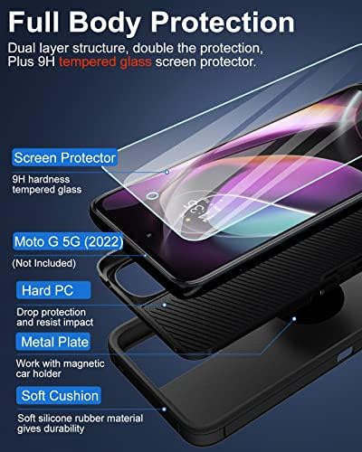 Dahkoiz עבור Motorola Moto G 5G Case עם מגן מסך זכוכית מחוסמת ומכסה אבק אבק, הגנה על גוף מלא מארז טלפון גומי