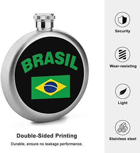 דגל של ברזיל 5 עוז בקבוק ירך דליפת הוכחה שתיית משקאות נירוסטה עבור אלכוהול ויסקי רום וודק חתונה