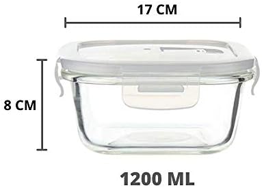מיכל אחסון מזון מזכוכית מרובעת בורוסיליקט עצם הירך עם מכסה פתח אוורור - 500 מילי_1200 מיליליטר, סט של 2