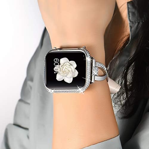 Callancity Metal Watch Case Zirconic Decortive Face כיסוי תואם ל- Apple Watch 38 ממ סדרה 1 2 3