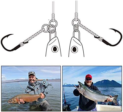 ווים של עוזר דיג עם קו PE - 53 יחידות/106 יחידות ג'יג מים מלח ווים דיג ווים פרפר ווים טבעת מפוצלת ווים