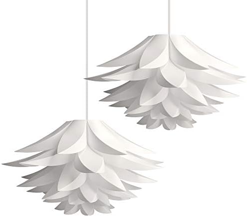 גוון מנורת תליון KWMobile - פרח לוטוס DIY ערכת מלפח לתלייה תאורה תקרה או מנורת רצפה - קוטר 20 - לבן