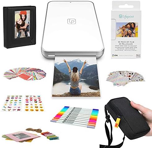 מדפסת LifePrint 2x3 מדפסת אולטרה סלאים מדפסת ניידת ומדפסת וידאו לאייפון ואנדרואיד צרור מתנה