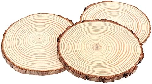 100 יחידות 3.5-4 אינץ טבעי עץ פרוסות, לא גמור עץ פרוסות עץ קליפת פרוסות יומן עיגולים עבור ציור,