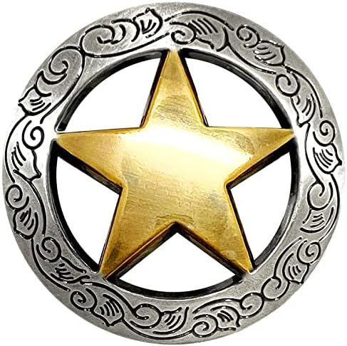 Cowboy Craft 1-1/2 זהב עתיק ריינג'ר ריינג'ר כוכב Conchos Leathercraft Belt Belt Belt Conchos