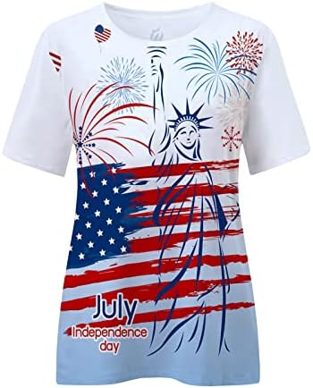 אמריקאי דגל חולצה נשים 3 ד גרפי טי ארהב כוכב פסים 4 יולי חולצות מקרית אמריקה דגל הדפסת או צוואר טיז חולצות