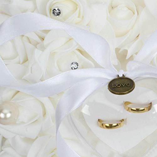 נושא טבעת כריות בצורת לב טבעת נישואים כרית לבן נושא טבעת כרית כרית חתונה קישוטי לב כריות