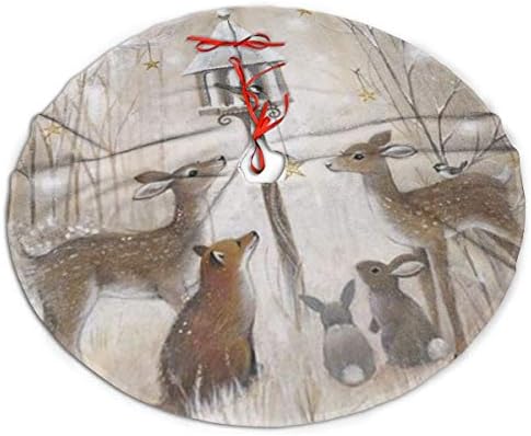 צבי Lveshop ארנב ארנב ארנב חג המולד חצאית יוקרה עגול מקורה מחצלת חיצונית כפרי עץ חג מולד עץ קישוטי
