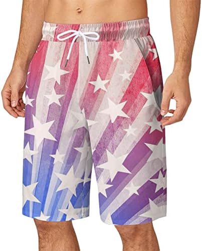 מכנסיים קצרים של לוח מזדמן לגברים דגל אמריקאי הדפס אופנה חוף לבש