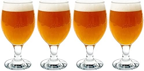 ויקו בירה זכוכית, סט של 4 בלגי סגנון בירה משקפיים, גדול גודל 13.5 אונקיה, מדיח כלים בטוח עמיד שתיית זכוכית
