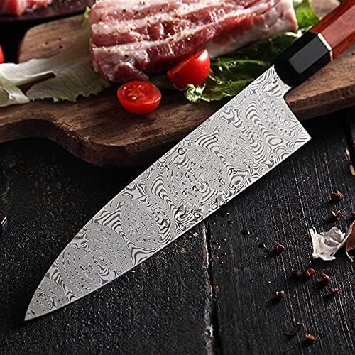 GOND 210 ממ סכין 110 שכבות דמשק שף פלדה שף בשר Santoku Cleaver Tool Premium Rosewood ידית