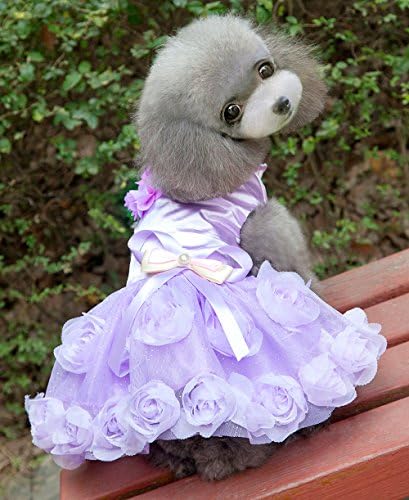 זונה נסיכת חיות מחמד כלב כלב גור חתונה תחפושת סאטן ורד שמלה רשמית חצאית טוטו מסיבת ערב בגדים לבוש סגול