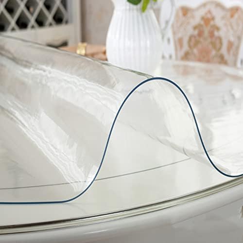 מגן שולחן עגול פלסטיק של FLSXC, מגן שולחן עבה מכסה מכסה שולחן PVC ללא החלקה מכסה שולחן עמיד למים עמיד